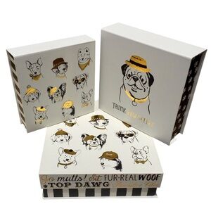 Molly & Rex Dog-Themed Paw-sitive Gold Foil Decorative Storage Nesting Boxes 3ct